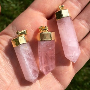 Rose Quartz Necklace - Rose Quartz Point Pendant - Quartz Point - Polished Point Pendant - Crystal Necklace - Rose Quartz Jewelry