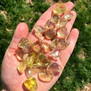 Lemon Quartz Tumbled Stones - Multiple Sizes Available - Polished Oro Verde Quartz Crystal - Tumbled Lemon Quartz Gemstone - Yellow Quartz