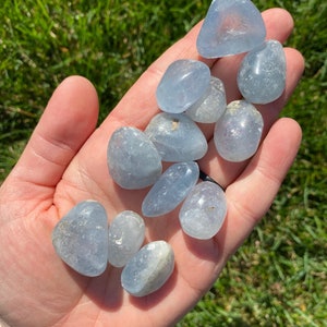 Blue Celestite Tumbled Stone NOT polished Multiple Sizes Available Tumbled Blue Celestite Crystal Blue Healing Crystal and Gemstone image 7