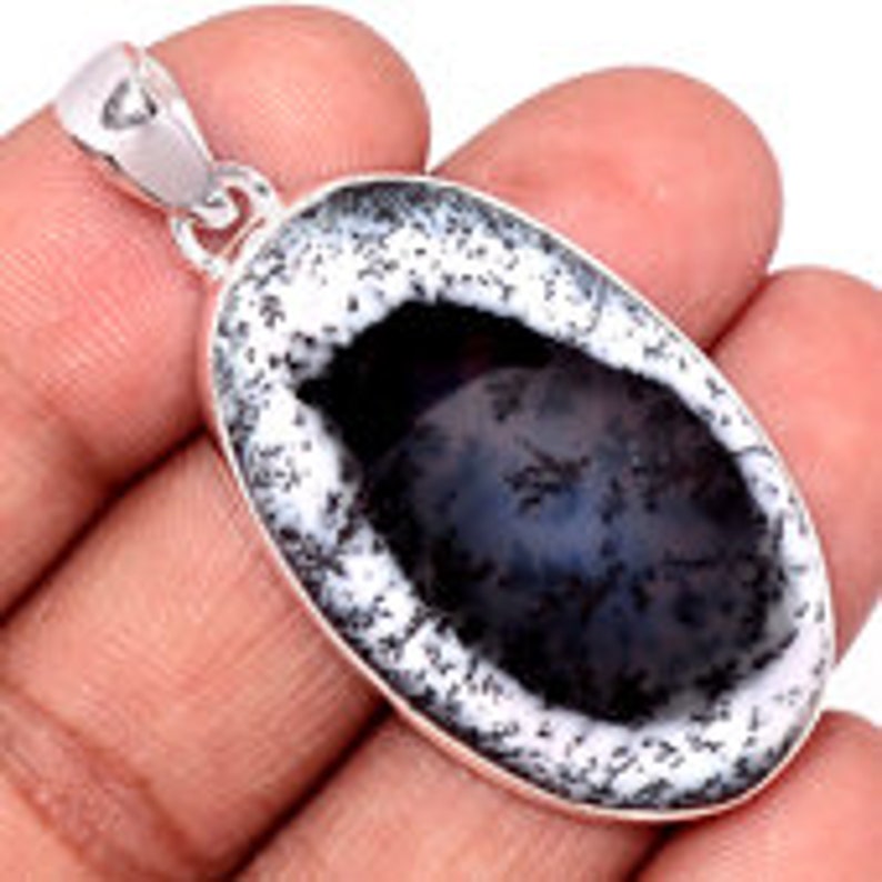 healing crystals 1960 Dendritic Agate pendant Dendritic Agate Pendant Merlinite Sterling silver Dendrite Opal Necklace