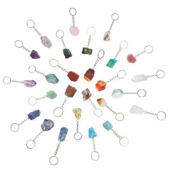 Crystal Keychain - 30+ Gemstone Options - Rough Gemstone Keychain - Natural Crystal Key Rings - Unique Keychain Gift - Cute Keychain