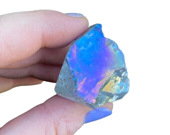 Rainbow Aura Quartz Stone - Titanium Aura Quartz Crystal - Titanium Rainbow Aura Crystal Flame Aura - healing crystals and stones