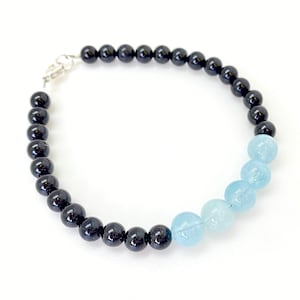 Bad Mood Bracelet - Aquamarine & Black Tourmaline - Crystal Bracelet - aquamarine bracelet - March birthstone - calming bracelet