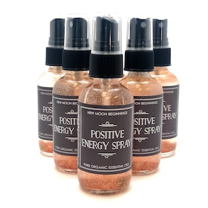 Positive Energy Spray Organic Essential Oils Positive Energy Mist Citrine, Sunstone, & Peridot Crystals Rose Gold Aromatherapy Spray image 2