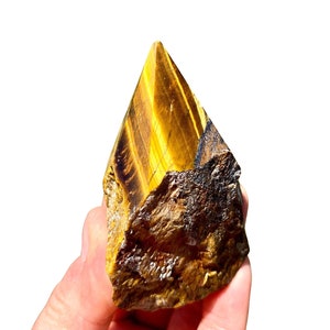 Tigers Eye Stone Point Top Polished - Raw Tiger Eye Point - Healing Crystals and Stones - Tigers Eye Crystal - Solar Plexus Chakra Balancing