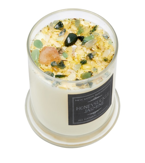 Honeysuckle Jasmine Candles - Crystal & Herb Candles - Aromatherapy Candles - Floral Candle - Soy Jasmine Candles and Tealights - Handmade!