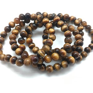 Occhio di tigre - Braccialetto con occhio di tigre - Braccialetto di cristallo - Gioielli con occhio di tigre - Braccialetto elastico - Bracciale a strati - Braccialetto con pietre preziose vere immagine 7