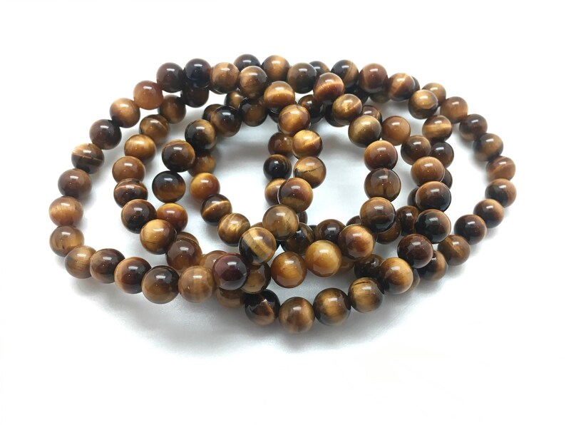 Occhio di tigre - Braccialetto con occhio di tigre - Braccialetto di cristallo - Gioielli con occhio di tigre - Braccialetto elastico - Bracciale a strati - Braccialetto con pietre preziose vere immagine 7