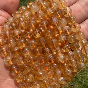 Citrine Bead Strands (Heat Treated) - 6mm or 8mm Beads - Citrine Crystal Beads - Beads for Jewelry - Yellow Gemstone Beads - Round Beads