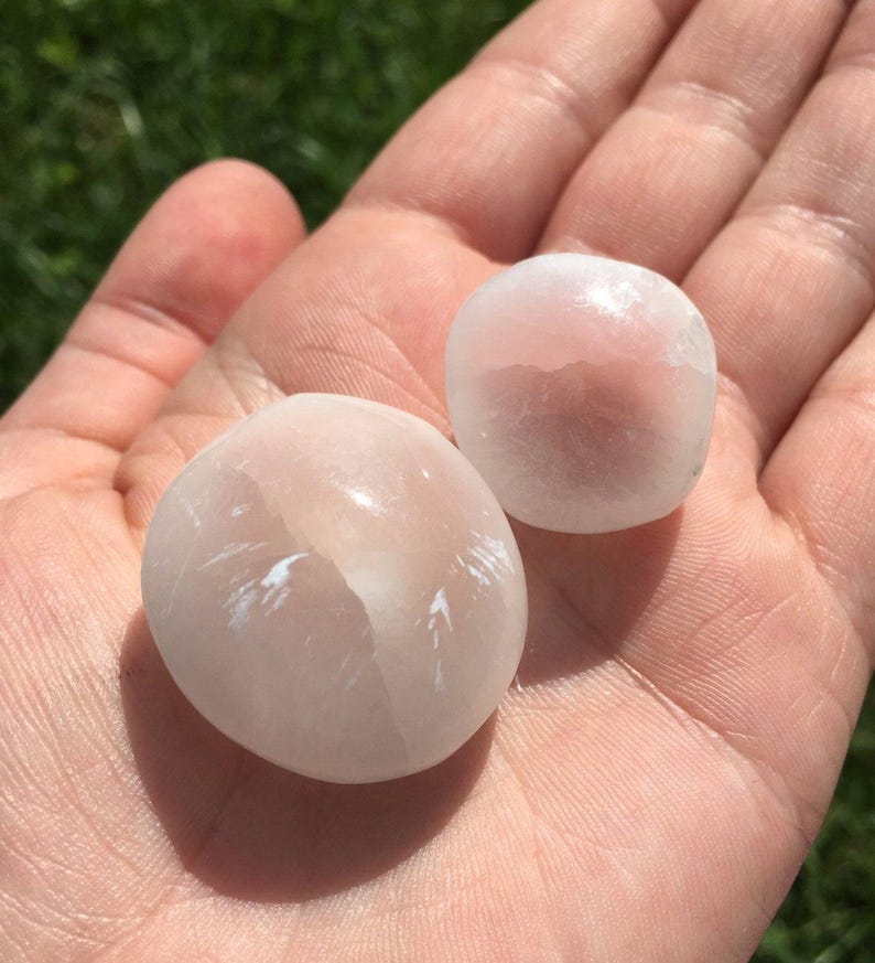 Selenite Crystal - Hand Polished Selenite Sphere - Crystals & Stones - Tumbled Selenite - Energy Cleansing - Selenite Tumbled Stone image 2