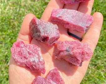Raw Rhodonite Stone (8 Sizes .5" - 7) - Rough Rhodonite Crystal - Pink Rhodonite - Rhodonite Raw - Healing Crystals & Stones - Rhodonite Raw