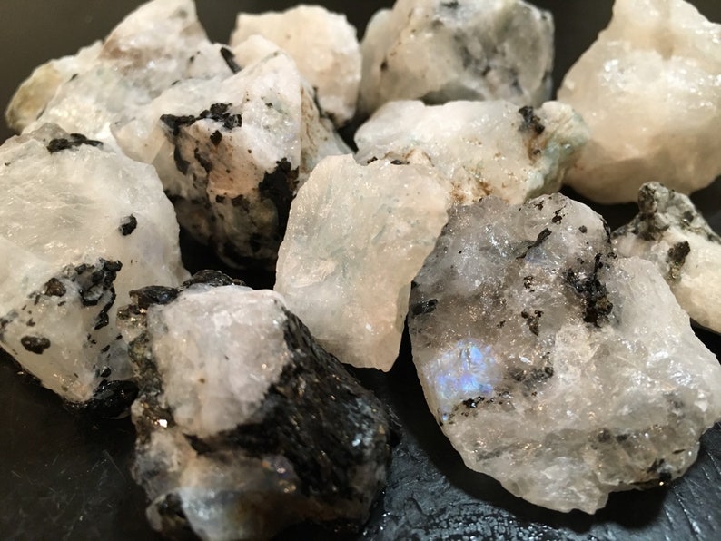 Raw Rainbow Moonstone Crystal .5 3.5 Rainbow Moonstone Chunk Rough Moonstone Gemstone Healing Crystals & Stones Raw Moonstone image 7