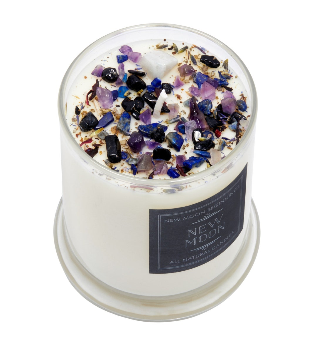 New Moon Candle - Crystal & Herb Candles - Soy Aromatherapy Candle ...