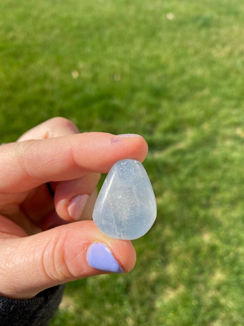 Blue Celestite Tumbled Stone NOT polished Multiple Sizes Available Tumbled Blue Celestite Crystal Blue Healing Crystal and Gemstone image 5