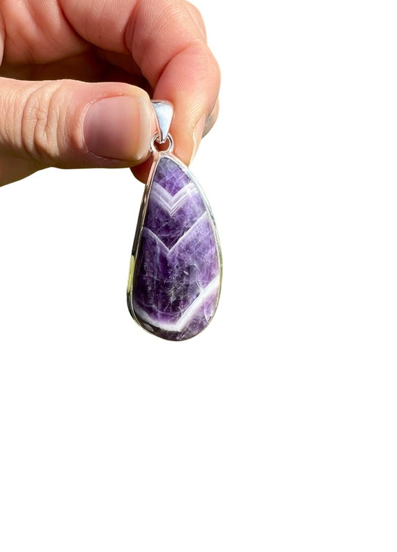 Chevron Amethyst Pendant Amethyst Jewelry Healing Crystal Necklace