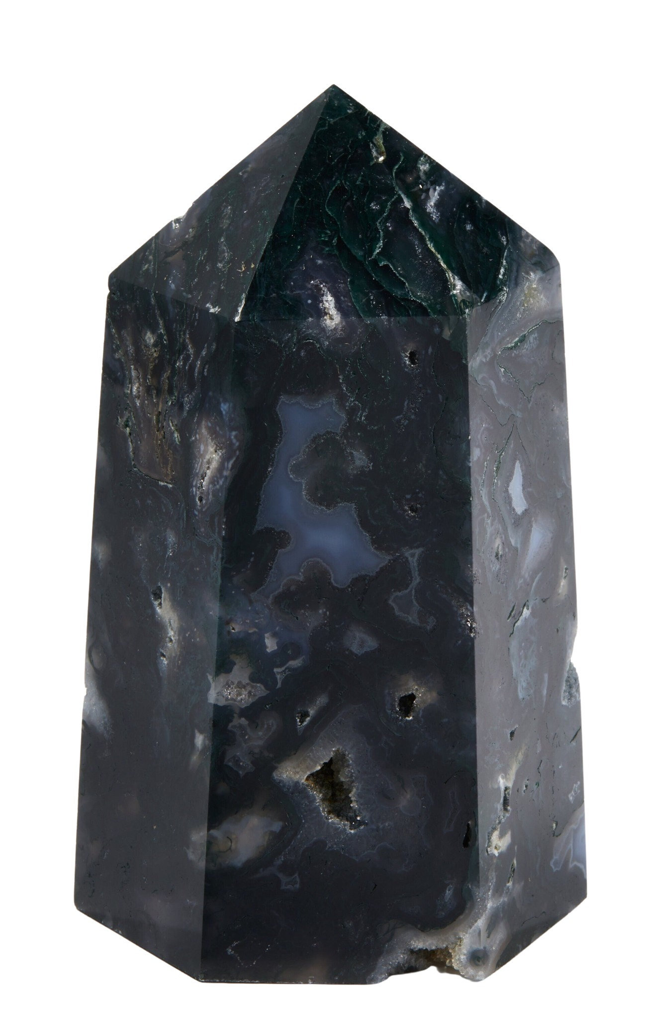 Moss Agate Point - Polished Stone Tower Standing Crystal Decor #3