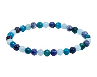 Throat Chakra Bracelet - Throat Chakra Crystal Bracelet - Aquamarine, Sodalite, Blue Apatite - Chakra Balancing Jewelry - Blue Crystals