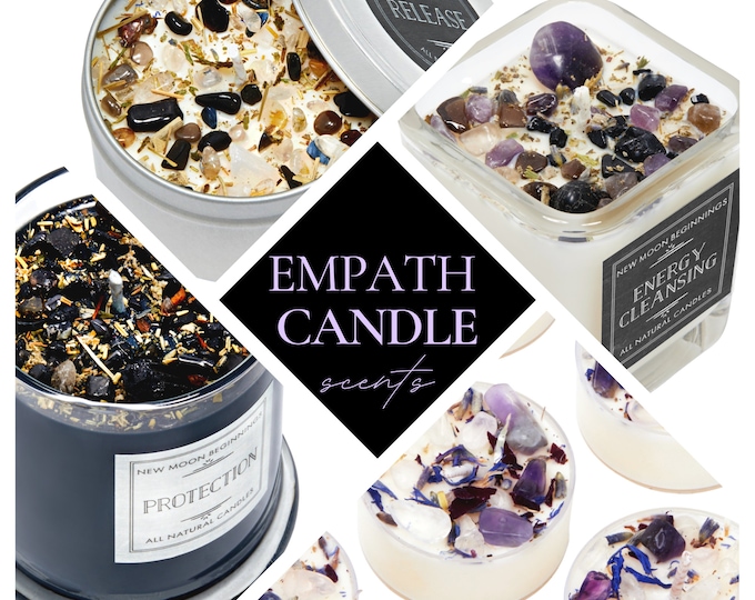 Candles for Empaths - Intention Candle - Healing Candles - Protection Crystal Candles - Empath Candles - Soy Crystal Candles - Handmade!