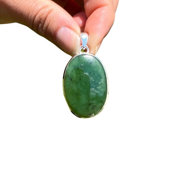 Nephrite Jade Pendant sterling silver Nephrite Jade stone nephrite jade  crystal nephrite jade necklace Nephrite Jade jewelry 368