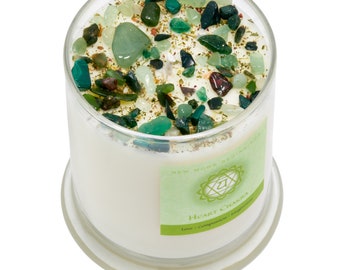 Heart Chakra Candle - Heart Chakra Balancing - Heart Chakra Crystals Candle - Soy Aromatherapy Candle - Chakra Meditation Candle - Handmade!