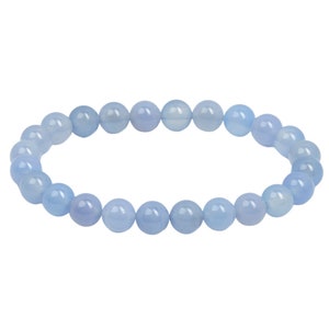 Chalcedony Bracelet (6mm & 8mm) Grade A Chalcedony Stone Bracelet - Blue Chalcedony Jewelry - Genuine Blue Chalcedony Gemstone - Blue Gem