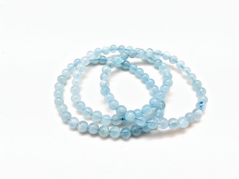 Aquamarine Bracelet AA Grade Aquamarine Elastic Bracelet Aquamarine Jewelry Blue Stretch Bracelet Genuine Aquamarine Gemstone image 1