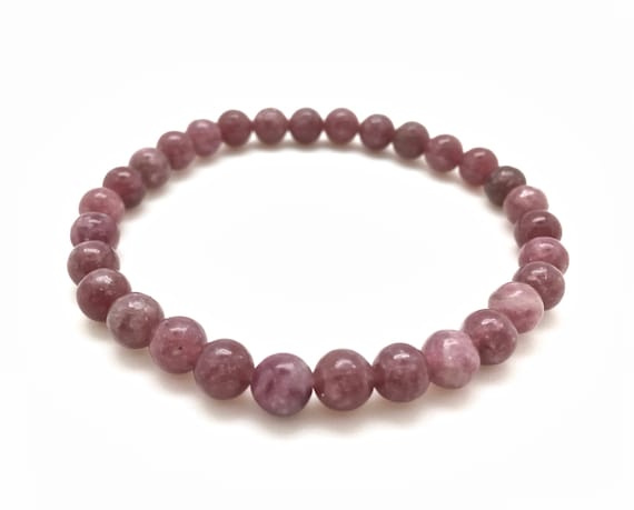 Lepidolite Bracelet 5mm Elastic Bracelet - Lilac Lepidolite Crystal Bracelet - Lepidolite Jewelry - Purple Crystal Bracelet