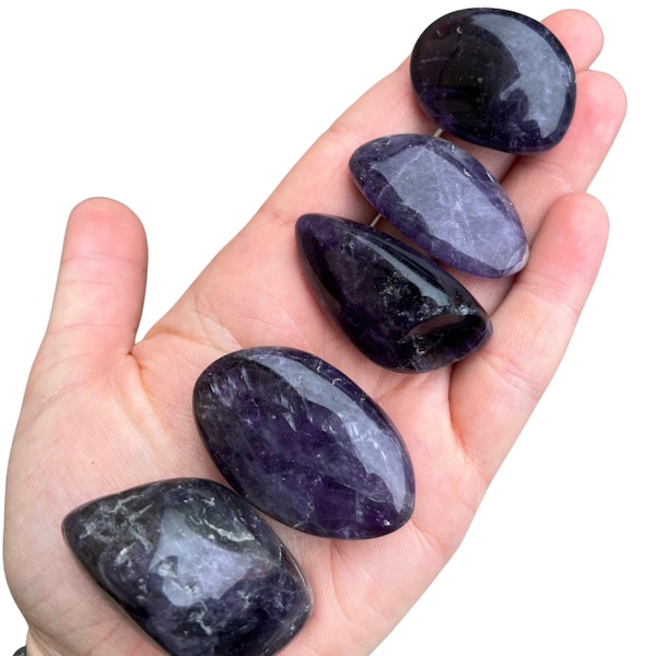 Dark Amethyst Crystal Pebble Tumbled Stone  - Multiple Sizes Available - Tumbled Dark Amethyst Crystal - Polished Purple Amethyst Pebble