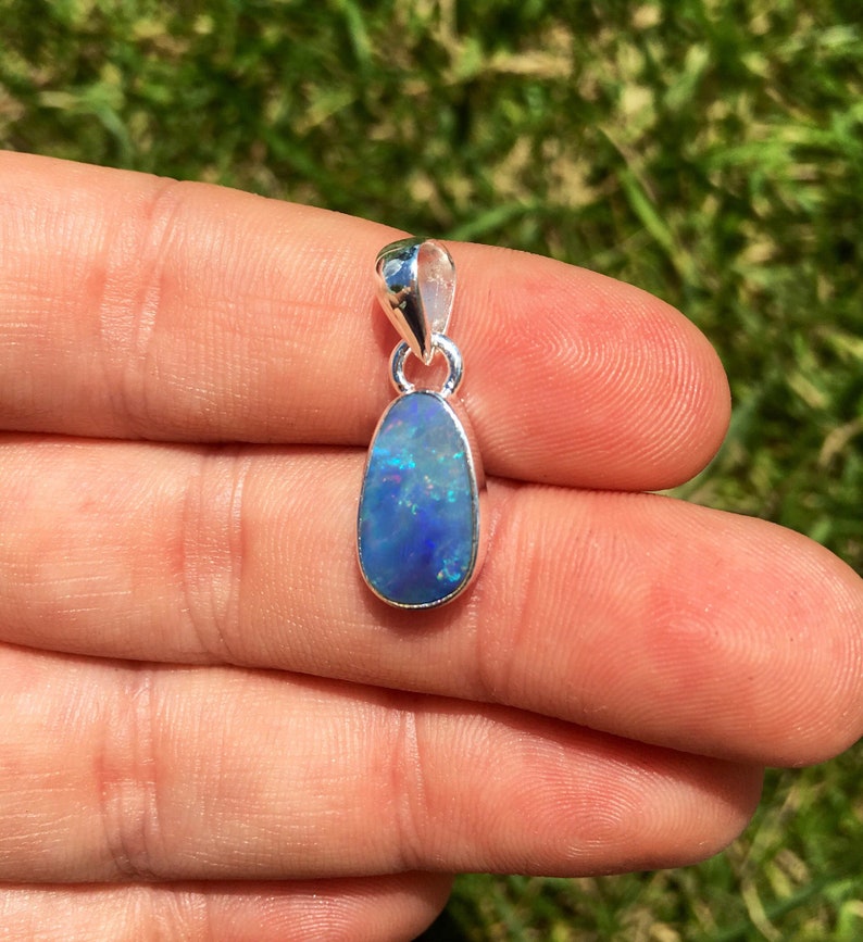 blue opal blue opal pendant Australian opal pendant australian opal necklace australian opal jewelry australian opal cabochon