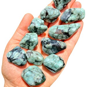 Emerald Tumbled Stone Grade AB Multiple Sizes Available Tumbled Emerald Crystal Natural Genuine Emerald Gemstone Untreated Emerald image 2