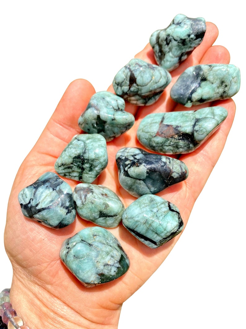 Emerald Tumbled Stone Grade AB Multiple Sizes Available Tumbled Emerald Crystal Natural Genuine Emerald Gemstone Untreated Emerald image 2