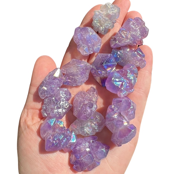 Engel Aura Amethyst Kristall Cluster (0 "- 3,25 ") Mini Engel Aura Stein Cluster - Aura Amethyst Blumen Cluster - Aura Amethyst Stein Cluster