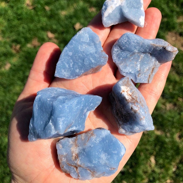 Raw Angelite Stone (Anhydrite) from Peru - Rough Angelite Crystal - Raw Anhydrite Stone - Natural Blue Angelite Stone - Multiple Sizes