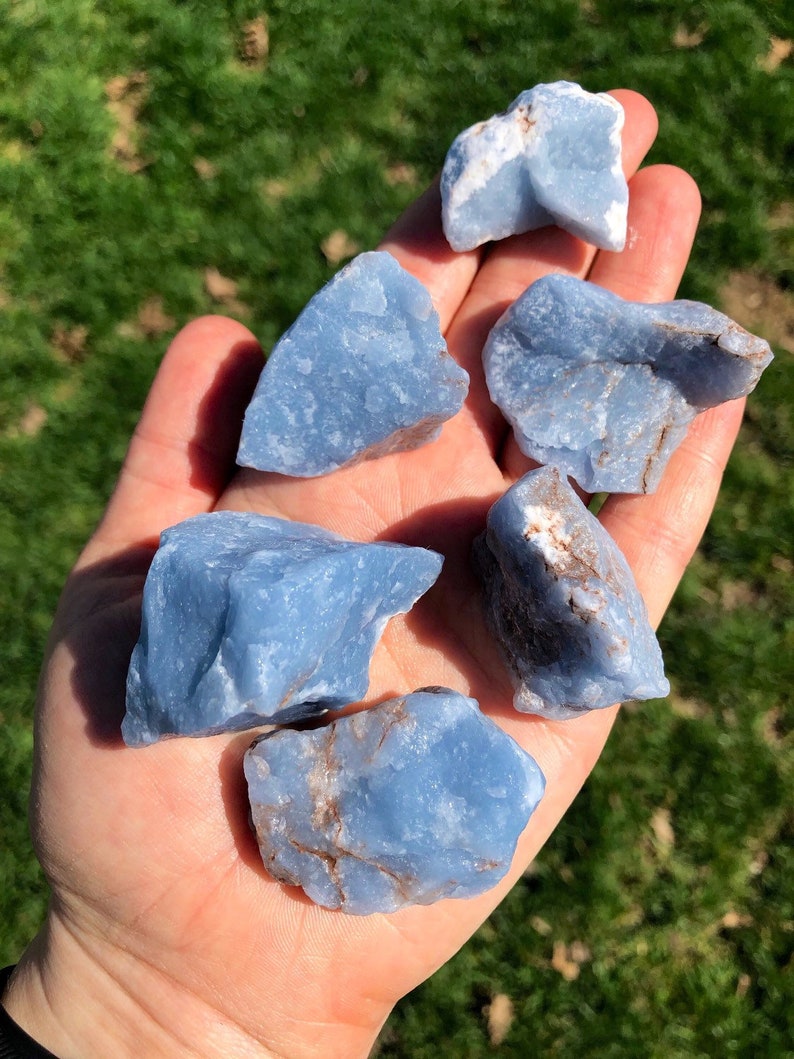 Raw Angelite Stone (Anhydrite) from Peru - Rough Stones - Raw Angelite Stone - Raw Angelite Crystal - Anhydrite Crystal - Anhydrite Stone 