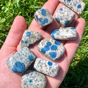 K2 Stone Tumbled - Azurite in Quartz - Tumbled K2 Blue Stone - Multiple Sizes Available - K2 Granite Stone - K2 Crystal - Polished K2 Stone