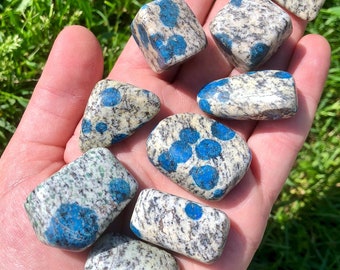K2 Stone Tumbled - Azurite in Quartz - Tumbled K2 Blue Stone - Multiple Sizes Available - K2 Granite Stone - K2 Crystal - Polished K2 Stone