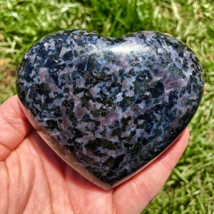 Indigo Gabbro Heart (2&quot; - 3&quot;)  - Merlinite heart - Mystic Merlinite Crystal Heart - Indigo Gabbro Stone - Crystals and Stones