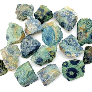 Raw Kambaba Jasper Stone (1&quot; - 2&quot;) - Raw Crocodile Jasper Stone - Green Stromatolite - Green & Black Jasper - Rough Kambaba Jasper Crystal