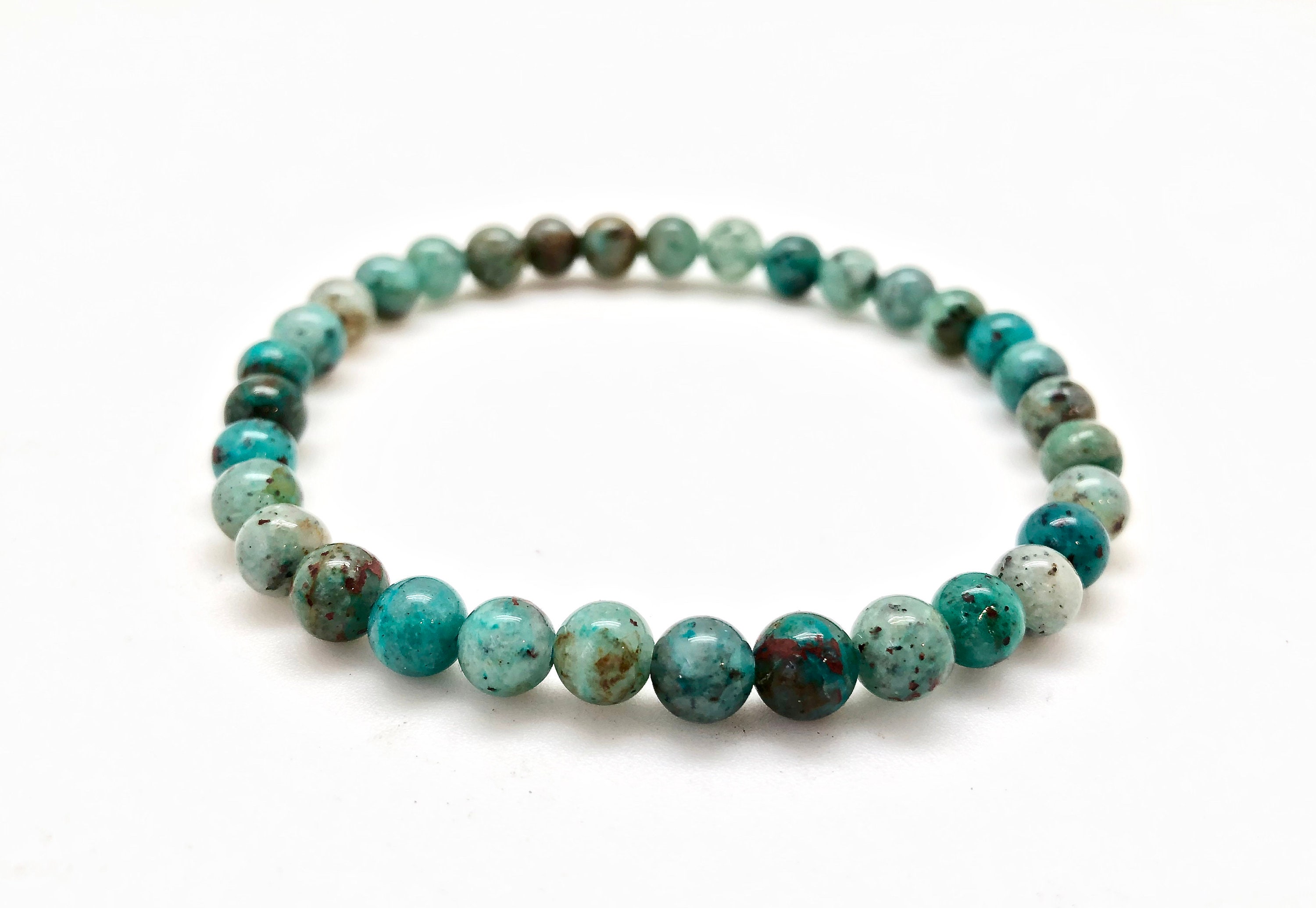 Chrysocolla bracelet 6mm elastic bracelet chrysocolla Etsy