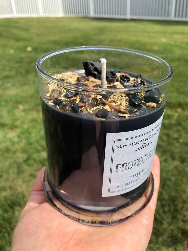Protection Candle Smudge Candle Crystal & Herb Candles Etsy
