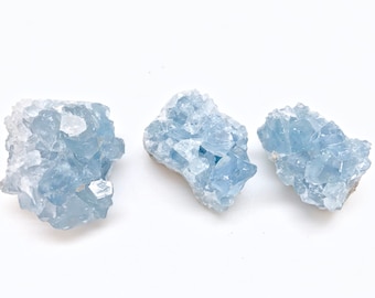 Raw Celestite Cluster (0.5" to 6.5") Blue Celestite Geode - Celestite Cluster - Blue Celestine - Natural Celestite - Rough Celestite Cluster