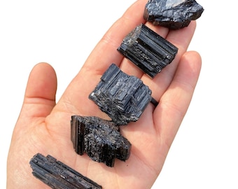 Cristal de turmalina negra (0,5" - 9") Turmalina negra en bruto - Trozo de turmalina negra - Turmalina negra en bruto - Turmalina negra de grado A en bruto
