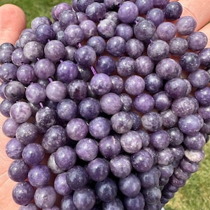 Lepidolite Bead Strands - 6mm or 8mm Beads - Purple Lepidolite Crystal Beads - Round Beads for Jewelry Making - Polished Gemstone Beads