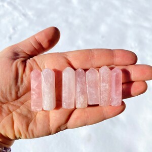 Mini Rose Quartz Crystal Point 1 1.6 Rose Quartz Tower Pink Crystal Point Gemmy Rose Quartz Point Small Rose Quartz Gift image 2