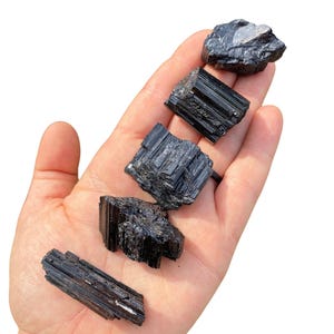 Black Tourmaline Crystal (0.5&quot; - 9&quot;) Black Tourmaline Raw - Black Tourmaline Chunk - Raw Black Tourmaline - A Grade Black Tourmaline Raw