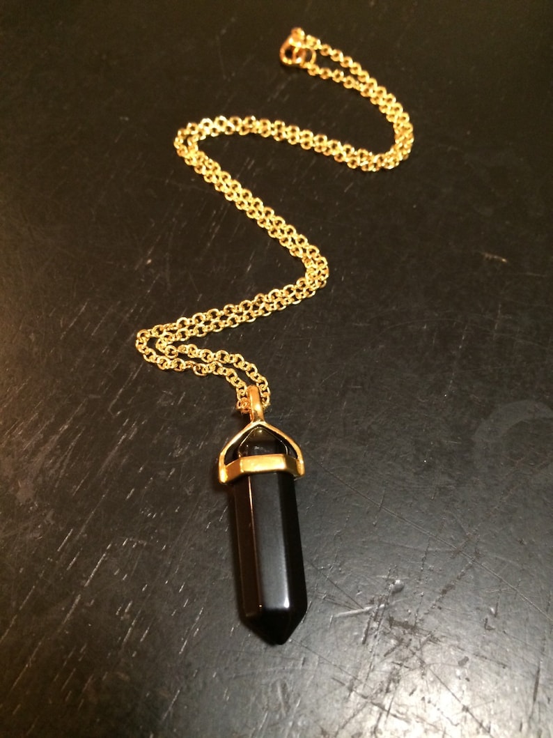 Black Tourmaline Necklace Black Tourmaline Point Pendant Healing Crystal Necklace Polished Tourmaline Point Black Gemstone Pendant image 5