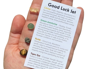 Prosperity & Abundance Crystal Chip Set - Crystals and Stones - Citrine Crystal, Tigers Eye Stone, Pyrite Stone, Green Aventurine