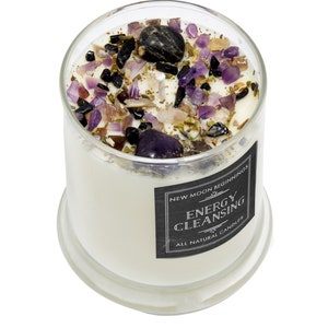 Energy Cleansing Candle Protection Candle Crystal Candle Lavender & Sage Candle Soy Intention Candle Energy Candle Handmade image 1