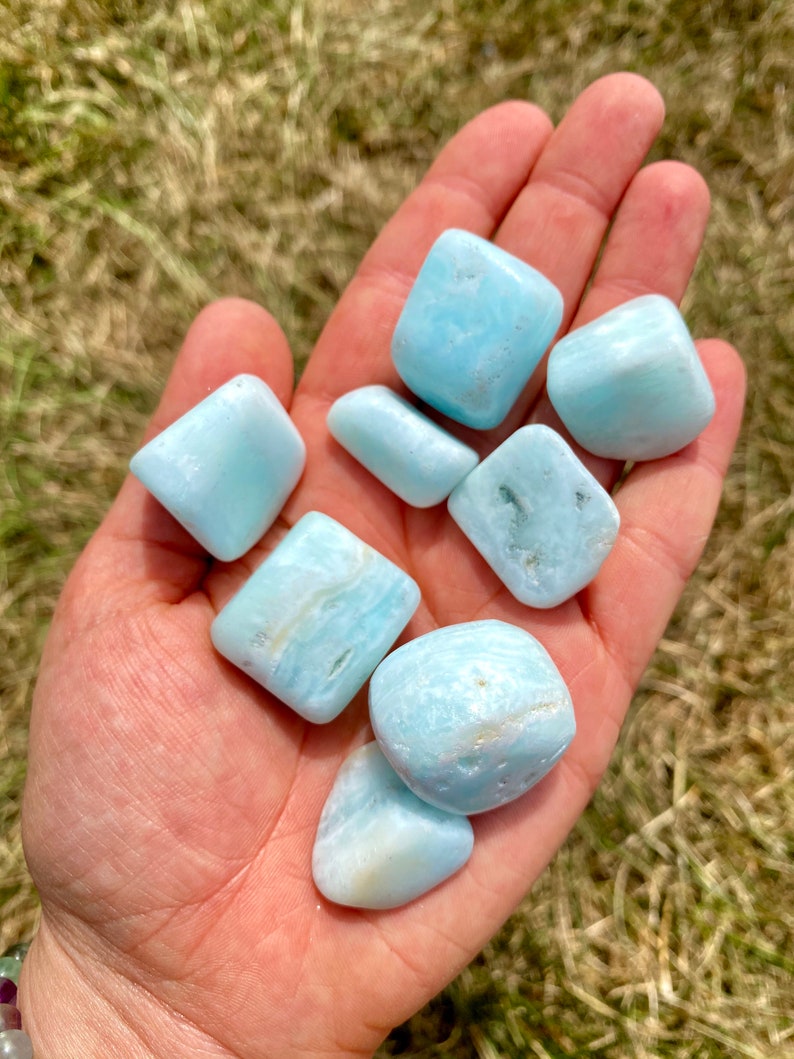 blue calcite crystal aragonite crystal blue calcite stone Tumbled Stone