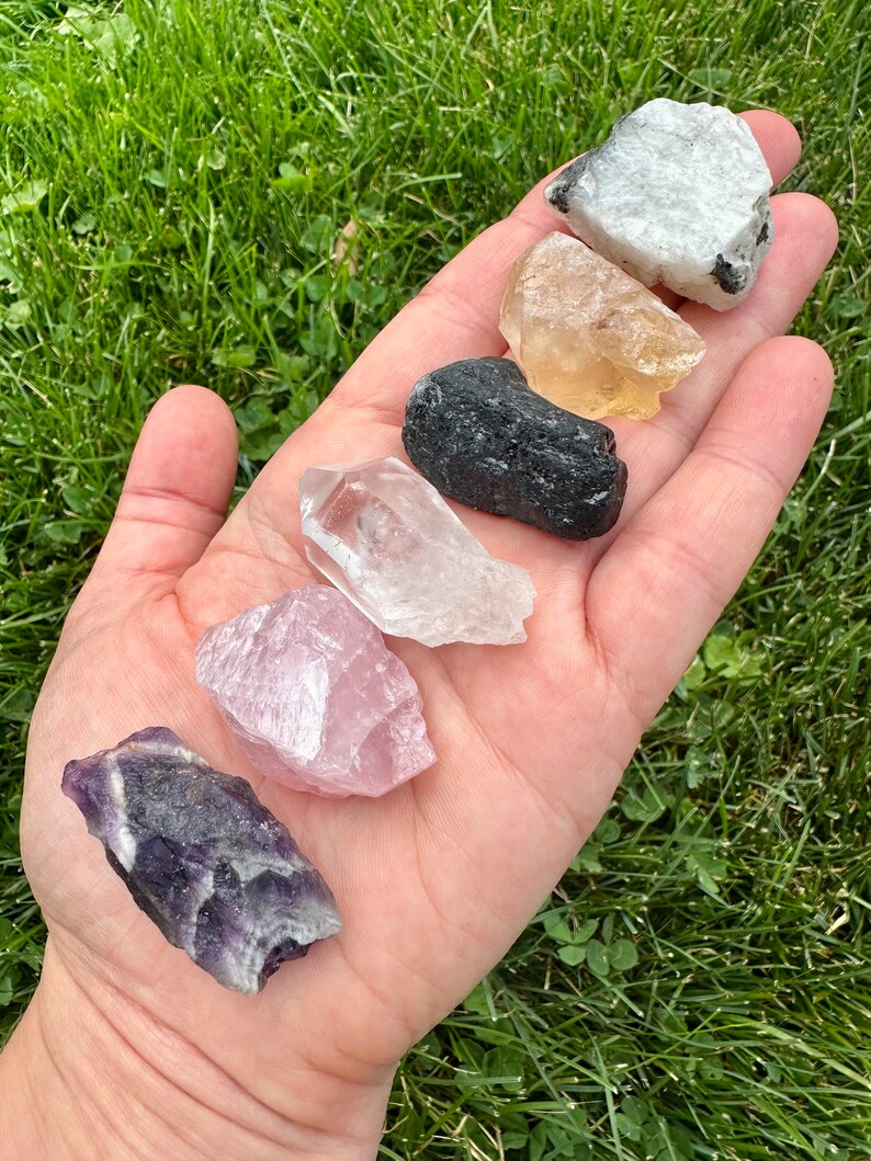 Good Vibes Crystal Set Raw Crystals and Stones Healing Crystal Crystal Starter Kit Good Vibrations Positive Energy Raw Crystal Set image 8